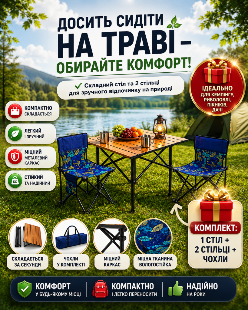 Стіл зі стільцями розкладні